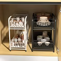 Kitchen Cabinet Storage Shelf With Metal Racks For Dishes Bowls And Cups