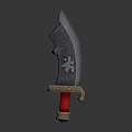 Medieval Weapon With Sharp Metal Blade And Red Wrapped Handle Design 3d model