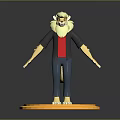 Game Movie Anthropomorphic Lion Character Wearing Black Jacket Red Shirt Blue Jeans On Yellow Base