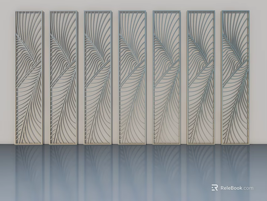 Modern Hinged Doors With Intricate Leaf Pattern Design For Interior Decoration 3d model 
