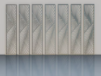 Modern Hinged Doors With Intricate Leaf Pattern Design For Interior Decoration 3d model
