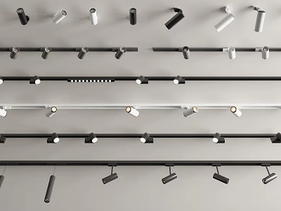 Modern Downlights and Spotlights with Sleek Design and Track Mounted Styles 3d model