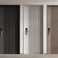 Modern Security Doors With Vertical Stripes Smart Lock And Three Color Designs