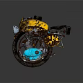 Vintage Yellow and Blue Rusted Motorcycle with Classic Frame and Design Details