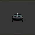 Classic DeLorean Car Featuring Silver Body Gull Wing Doors Rooftop Flux Capacitor And Red Accents