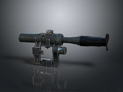 Sturdy Metal Binoculars With Black Silver Finish And Stand On Gray Gradient Background 3d model