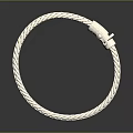 Silver Braided Bracelet With Metallic Texture Smooth Surface And Stylish Clasp Design 3d model