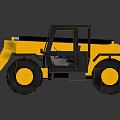 Yellow and Black Forklift Industrial Vehicle 3D Model with Detailed Design Render