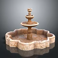 Three Tiered Stone Fountain With Petal Shaped Basin For Outdoor Decoration