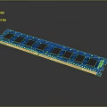 High Performance Blue RAM Memory Module With Black Chips And Gold Pins 3d model