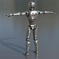 Game Movie Robotic Character With Silver Mechanical Body Blue Eyes And Outstretched Arms