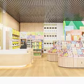 Spacious Supermarket Department Store Interior With Well Organized Shelves And Colorful Product Displays