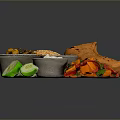 Delicious Indian Food Platter With Naan Bread Rice Curry Salad Yogurt Dip And Cucumber Slices