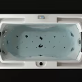 Modern White Freestanding Bathtub With Black Pillows Digital Control And Rippling Water