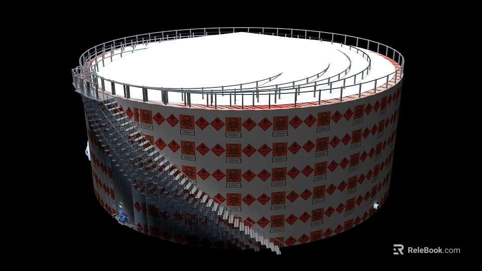 Industrial Storage Tank With Circular Design And Safety Railings 3d model 
