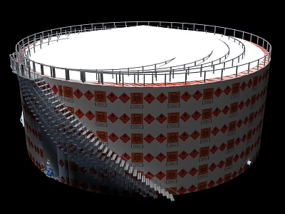 Industrial Storage Tank With Circular Design And Safety Railings 3d model