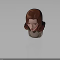 Red Haired Female Character Bust With Wavy Hair Light Colored Top And Gray Background