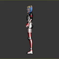 Colorful Female Character With Blue Pink Pigtails Red Black Jacket Shorts Gloves And Boots