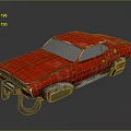 Red Rusty Vintage Muscle Car With Worn Exterior And Exposed Mechanical Parts