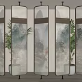 New Chinese-style Screen Partition Metal Rotating Screen Partition 3d model