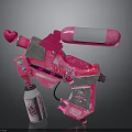 Vibrant Pink Toy Gun Featuring Heart Shaped Tip And Silver Spray Bottle