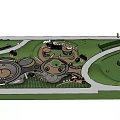 Children's Playground Design With Acorn Shaped Structures Circular Paths And Goose Sculptures