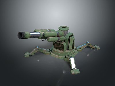 Turret Turntable Railgun Sci-fi Tower Defense Game Tower Defense Sci-fi Turret Game Turret Game Battery 3d model