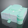 Scenic View of Classical Light Green Building with Arched Windows Dome and Steps