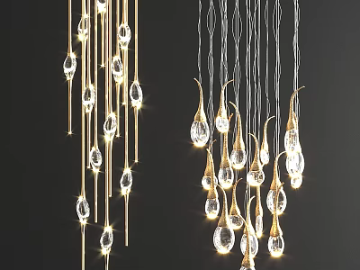 Modern Crystal Chandeliers With Teardrop Pendants And Elegant Hanging Lighting Design 3d model
