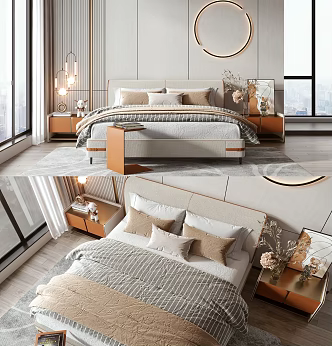 Modern Minotti double bed 3d model