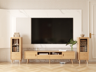 Nordic TV background wall 3d model