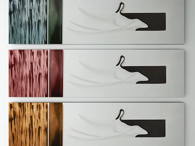 Abstract Art Paintings With Colorful Striped Backgrounds White Animal Silhouette And Black Rectangular Section 3d model