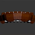Wooden String Musical Instrument With Glossy Brown Surface And Reflection On Dark Background
