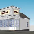 Detached House Bakery With White Exterior Large Windows And Bread Storefront