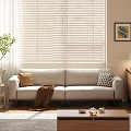 Soft Beige Upholstered Three Seater Sofa With Natural Wooden Frame For Warm Cozy Bright Living Room
