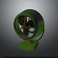 Vintage Green Electric Fan With Classic Design Gold Accents And Sturdy Base
