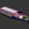 Modern Passenger Ferry With White Blue Red Stripe Large Windows And Open Deck Design