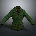 Worn Green Military Style Jacket With Multiple Pockets For Daily Use 3d model