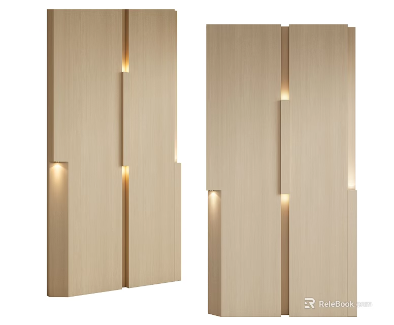Modern Minimalist Wall Lamp With Wooden Panel And Embedded Warm Lighting 3d model 