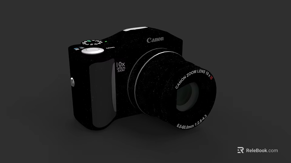 Canon Black Digital Camera With 10x Super Zoom Lens And Features 3d model 