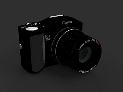 Canon Black Digital Camera With 10x Super Zoom Lens And Features 3d model