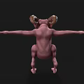Pink Horned Monster With Fierce Expression And Arms Outstretched On Black Background
