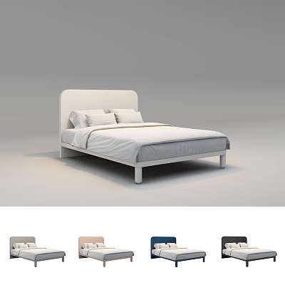 Simple Design Kids Bed With Padded Headboard White Frame And Different Colored Options 3d model