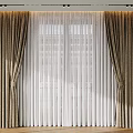 Brown Thick Curtains With White Sheer Layers In Bright Interior By Window