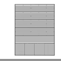 Modern Bookcase Interior With Multiple Shelves And Cabinet Doors In White And Gray