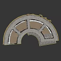 Curved Metal Architectural Framework With Supporting Components And Metal Plates
