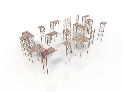 Detailed Wooden Architectural Frame Models With Various Heights And Shapes 3d model