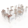 Detailed Wooden Architectural Frame Models With Various Heights And Shapes