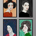 Diverse Collection of Character Paintings with Various Art Styles and Portraits