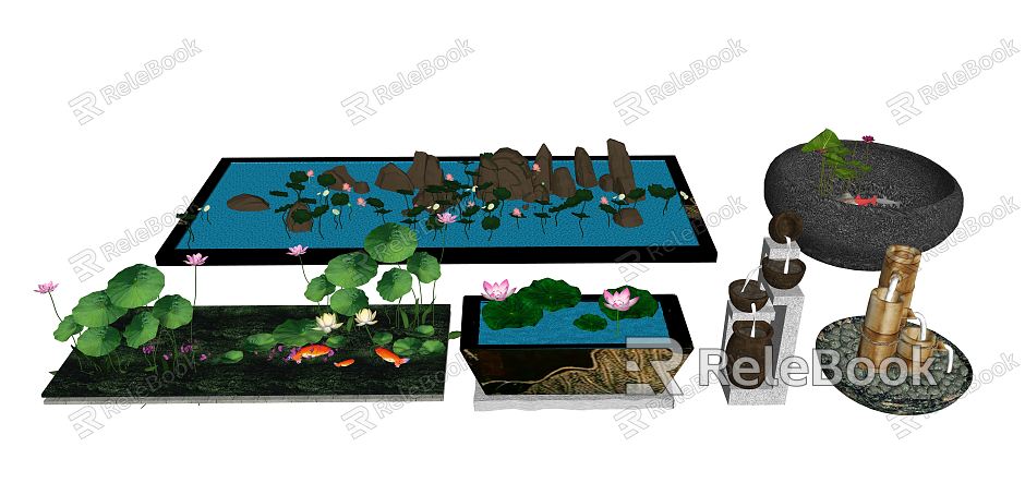 New Chinese Fish Tank Lotus Leaf Lotus Small Waterscape model